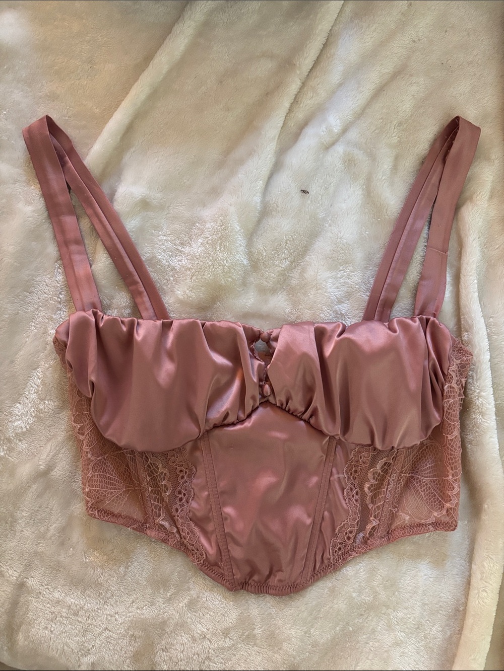 Urban Outfitters Satin Lace Bustier in Dusty Mauve